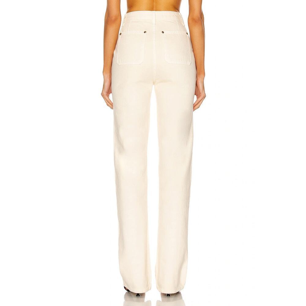 Khaite Isabella High Rise Straight Leg Jeans Classic Minimalist Ivory Rigid 29